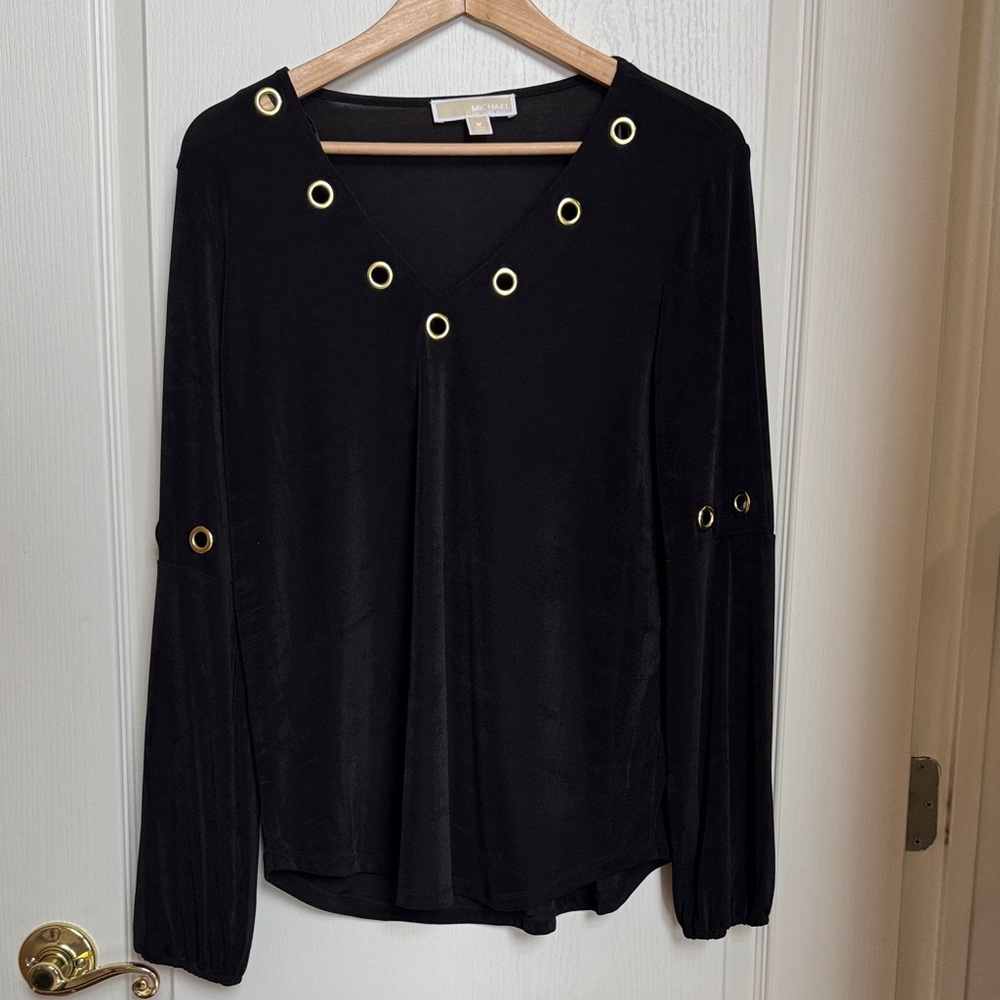 Michael Kors Black Top with Gold Grommets